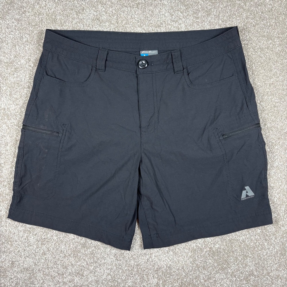 Eddie Bauer First Ascent Womens Black Hiking Cargo Shorts Size 12 7 Inch Inseam